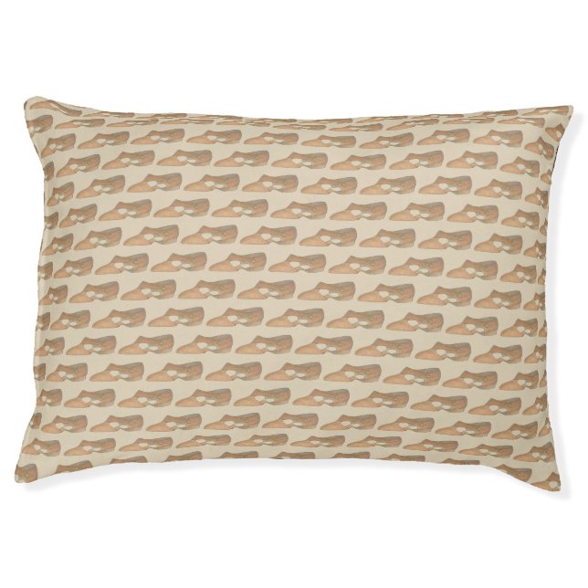 Lyrical Tan Modern Dance Teacher Shoe Print Pet Bed (Front)