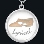 Lyrical Tan Modern Dance Teacher Shoe Recital Gift Silver Plated Necklace<br><div class="desc">Features an original illustration of a tan lyrical dance shoe,  with LYRICAL in a pretty gray font. Great for your favorite dancer or teacher. Don't see what you're looking for? Need help with customization? Click "rebeccaheartsny" (upper right corner) then "contact this designer" to have something created just for you!</div>
