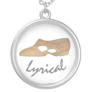 Lyrical Tan Modern Dance Teacher Shoe Recital Gift Silver Plated Necklace