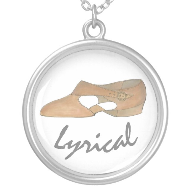 Lyrical Tan Modern Dance Teacher Shoe Recital Gift Silver Plated Necklace (Front)
