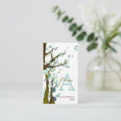 Lyrical Trees Monogram Personalized Business Cards (Standing Front)