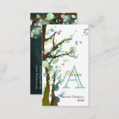 Lyrical Trees Monogram Personalized Business Cards (Front/Back)