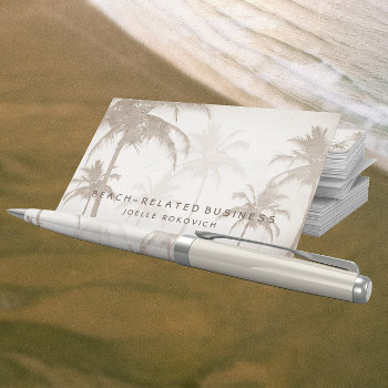 Lyrical Vintage Sepia Tropical Palm Trees Birds Business Card by riverme at Zazzle