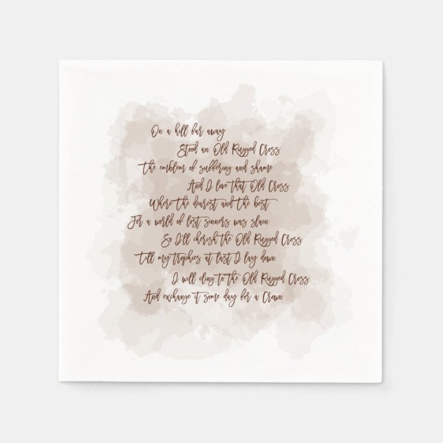 Lyrics Old Rugged Cross Hymn Easter Party Napkins (Front)