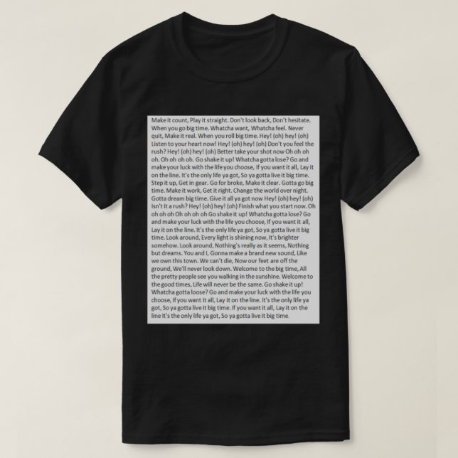 Lyrics to Big Time Rush   T-Shirt (Design Front)