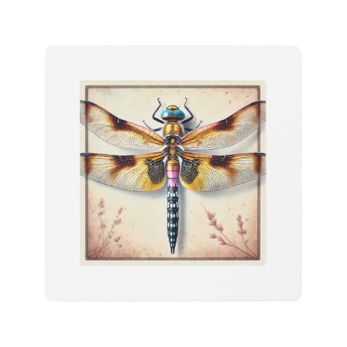 Lyriothemis Dragonfly 240624IREF117 _ Watercolor Metal Print