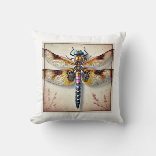 Lyriothemis Dragonfly 240624IREF117 _ Watercolor Throw Pillow