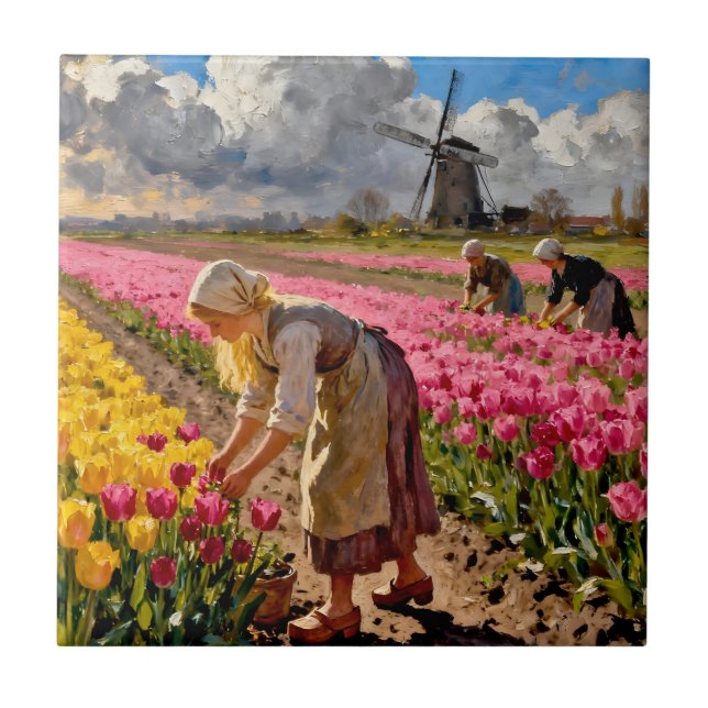“Lysbeth in the Amber Light” - A Dutch Landscape Ceramic Tile (Front)