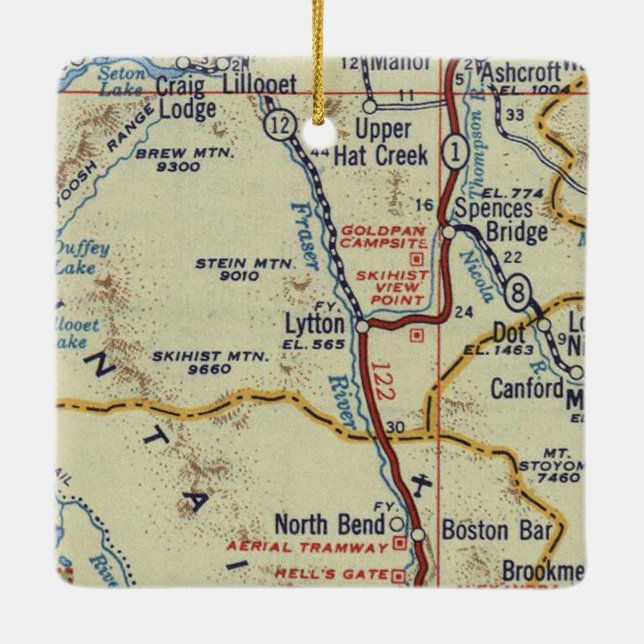 Lytton BC Vintage Map Ceramic Ornament (Back)