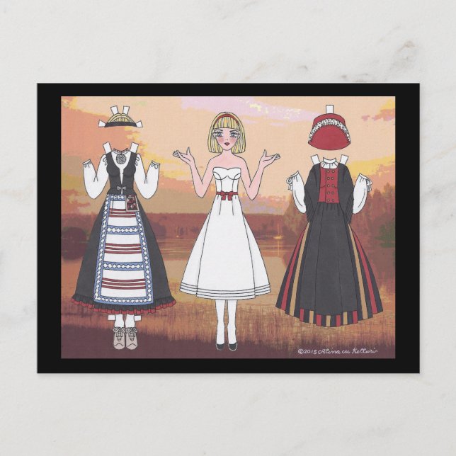 Lyyli of Finland Paper Doll Postcard (Front)