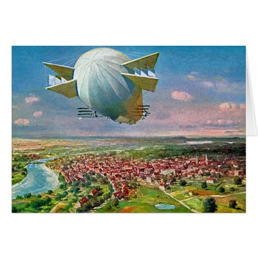 LZ3 Zeppelin Vintage Postcard 1908 Restored (Front Horizontal)