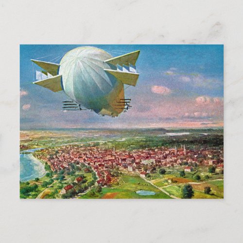 LZ3 Zeppelin Vintage Postcard 1908 Restored