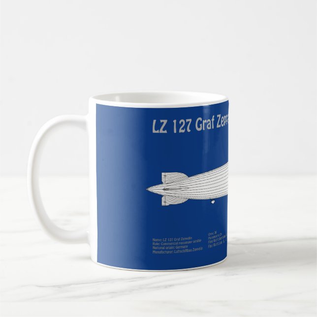LZ 127 Graf Zeppelin - Airship Blueprint Plans ABD Coffee Mug (Left)