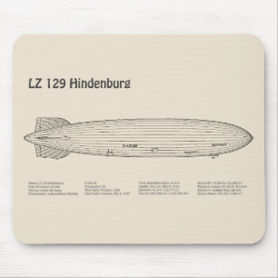 LZ 129 Hindenburg - Airship Blueprint Plans SD Mouse Pad