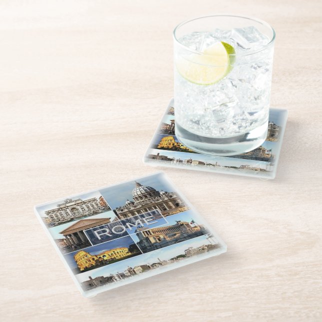 LZO002 ROME, Lazio, Italy, Glass Coaster (Angled)