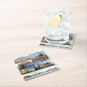 LZO002 ROME, Lazio, Italy, Square Paper Coaster