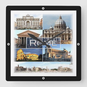 LZO002 ROME, Lazio, Italy, Square Wall Clock