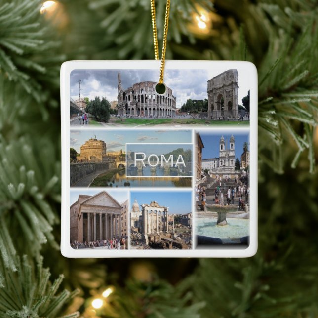 LZO006 ROME, Mosaic, Lazio, Italy, Ceramic Ornament (Tree)