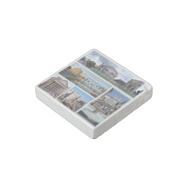 LZO006 ROME, Mosaic, Lazio, Italy, Stone Magnet (Angled)
