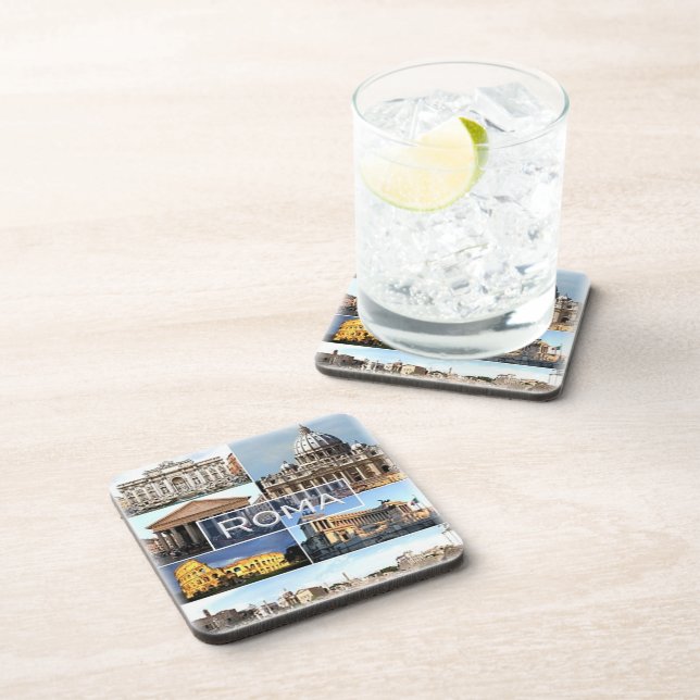 LZO010 mosaic of ROME, Lazio, Italy, Beverage Coaster (Right Side)