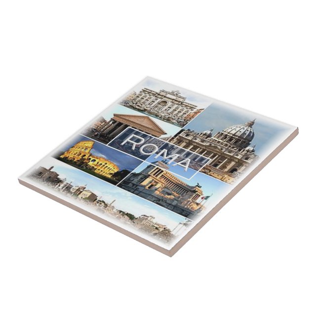 LZO010 mosaic of ROME, Lazio, Italy, Ceramic Tile (Side)