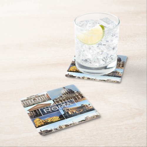 LZO010 mosaic of ROME Lazio Italy Square Paper Coaster