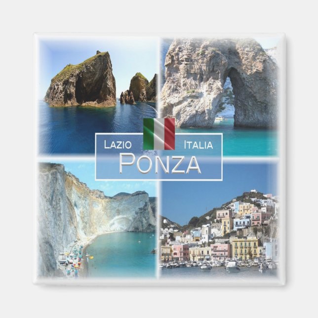 LZO018 PONZA, Mosaic, Lazio, Italy, Fridge Magnet (Front)