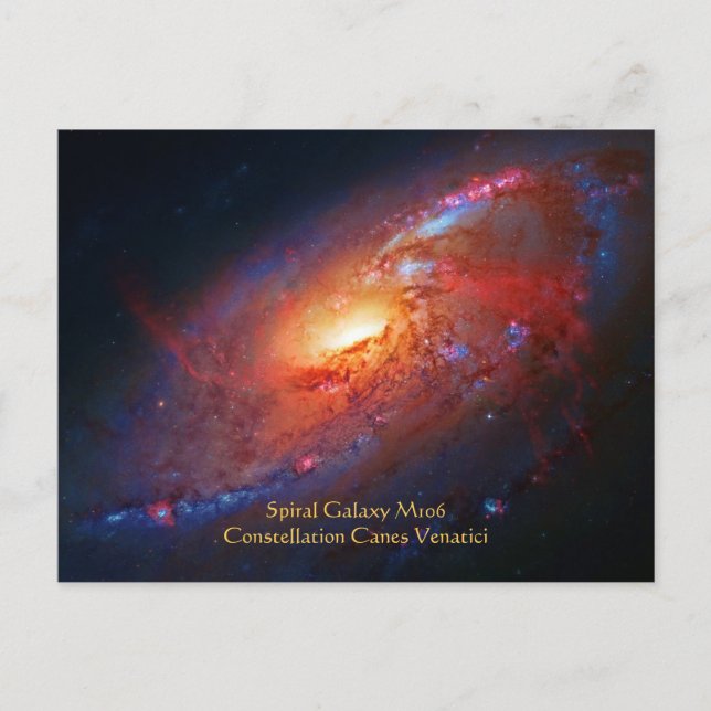 M106 Spiral Galaxy, Canes Venatici Postcard (Front)