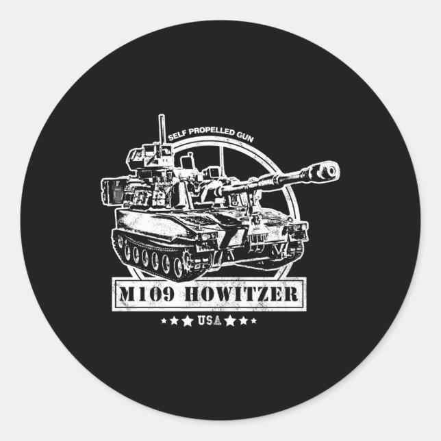 M109 Self Propelled Howitzer Classic Round Sticker (Front)