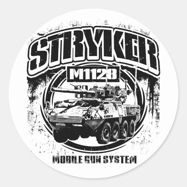 M1128 Stryker Mobile Gun System Classic Round Sticker (Front)