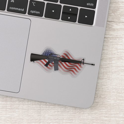 M16 Rifle with US Flag Sticker