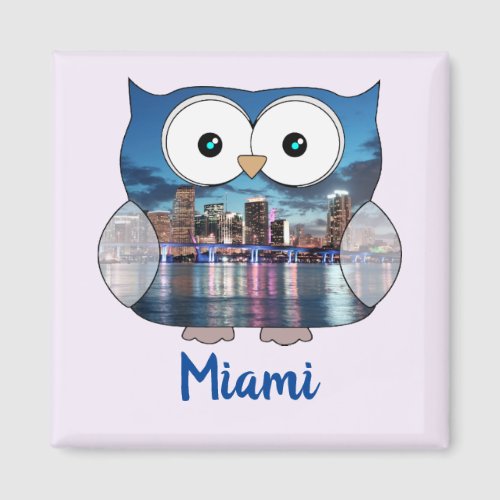 M190131 Chubby Owl  Miami Souvenir Magnet