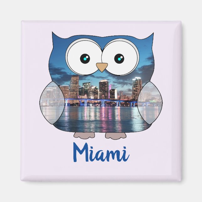M190131 Chubby Owl | Miami Souvenir Magnet (Front)