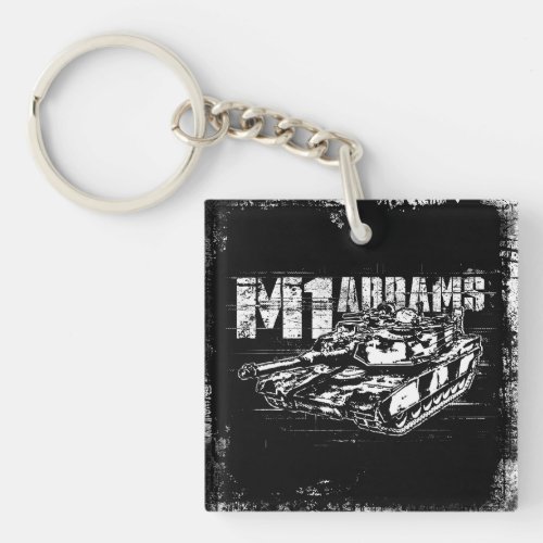 M1 Abrams Square double_sided Keychain