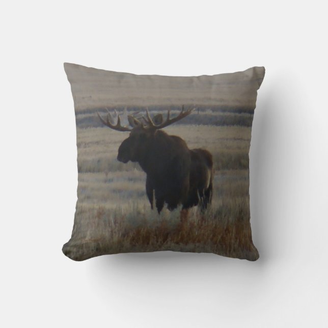 M1 Bull Moose Throw Pillow (Front)