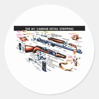 M1 Carbine Stripped Classic Round Sticker by TheShadowsLair at Zazzle