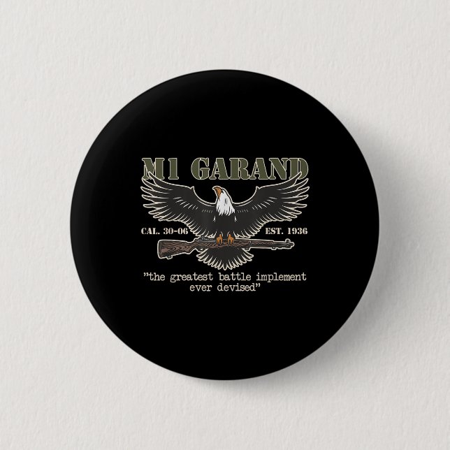 M1 Garand U.s. Main Battle Rifle Gun Wwii  Button (Front)