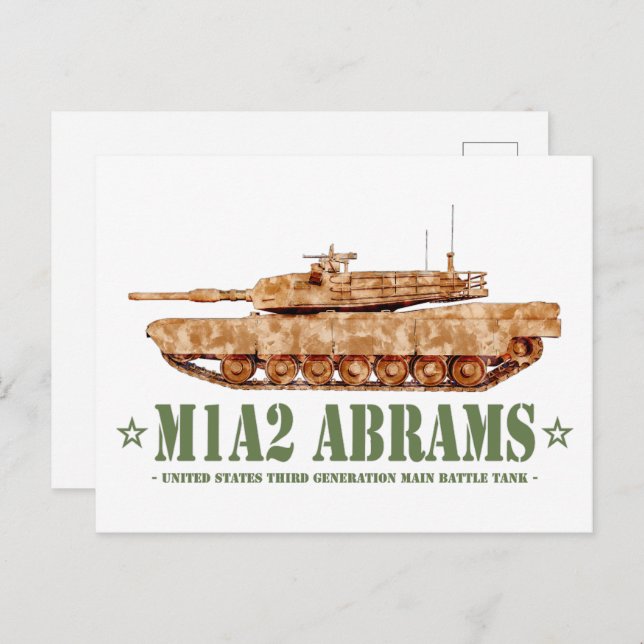 M1A2 Abrams US MBT Tank Desert Storm Veteran Postcard (Front/Back)