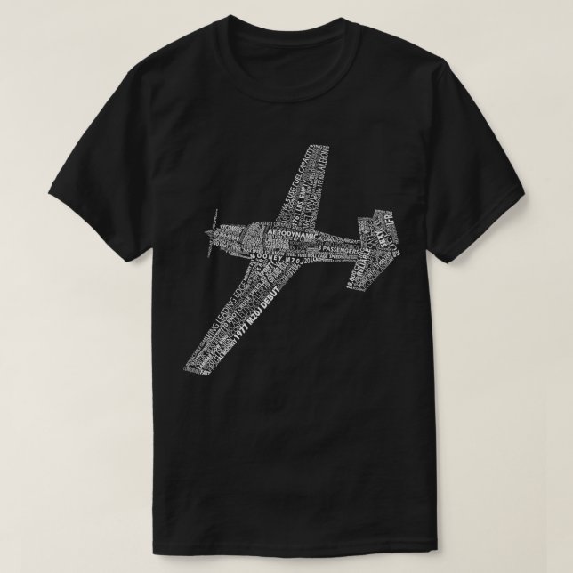 M20 Typography Airplane Aviation Pilot  T-Shirt (Design Front)