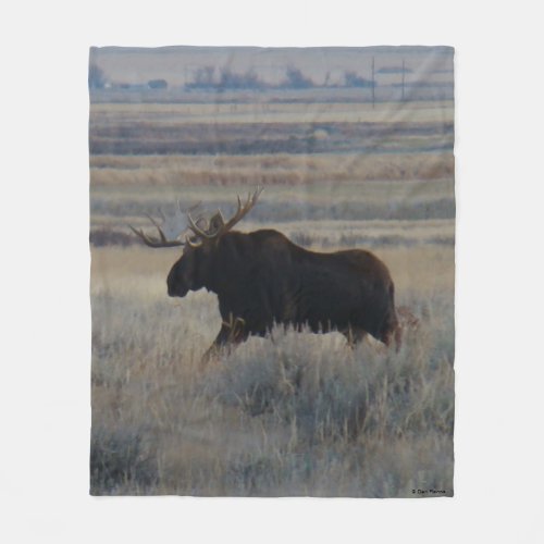 M2 Bull Moose on the Prairies Fleece Blanket
