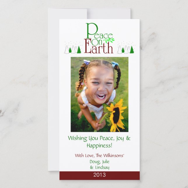 M2 Peace On Earth-White Holiday Xmas Cards (Front)