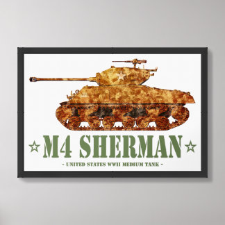 M4 Sherman World War Two American Medium Tank WWII Framed Art