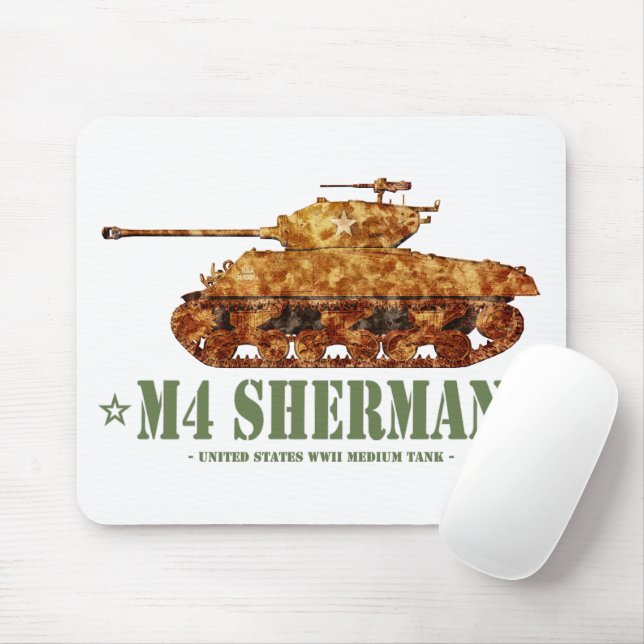 M4 Sherman World War Two American Medium Tank WWII Mouse Pad (With Mouse)