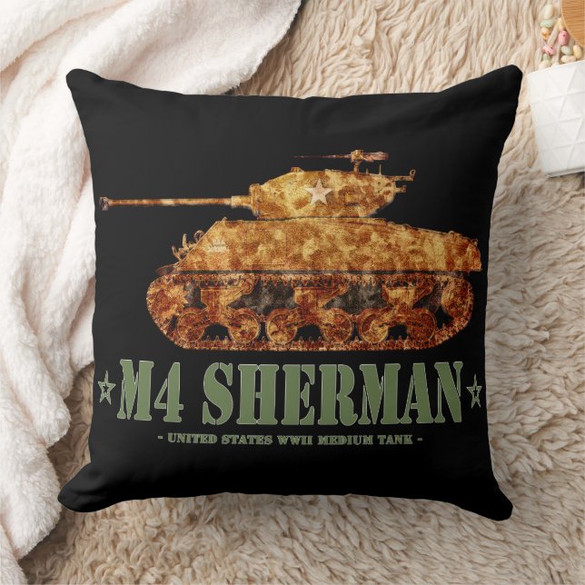 M4 Sherman World War Two American Medium Tank WWII Throw Pillow (Blanket)