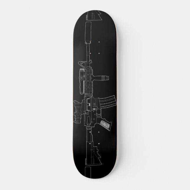 M4 SOPMOD Skateboard Deck Black (Front)