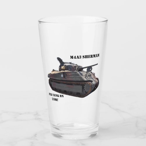 M4A3 Sherman tank Iwo Jima survivor pint glass