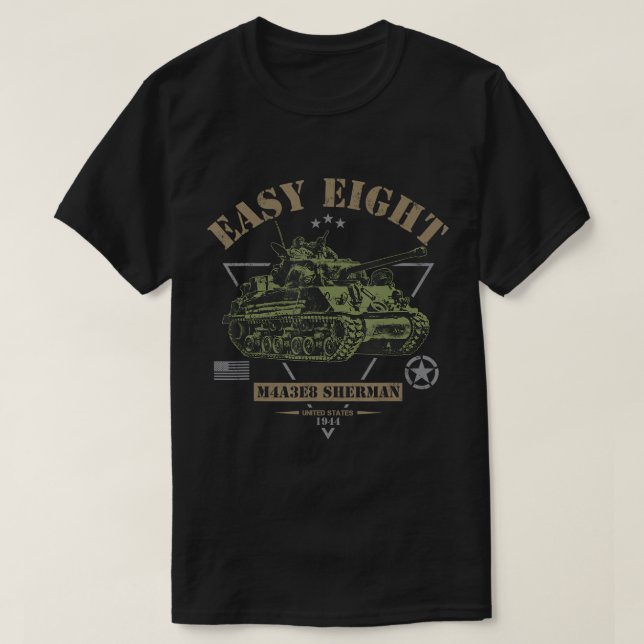 M4A3E8 'Easy-Eight' Sherman WW2 Tank T-Shirt (Design Front)