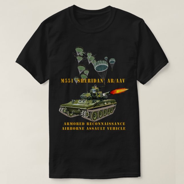 M551 Sheridan Firing ARVAAV w Paratroopers T-Shirt (Design Front)