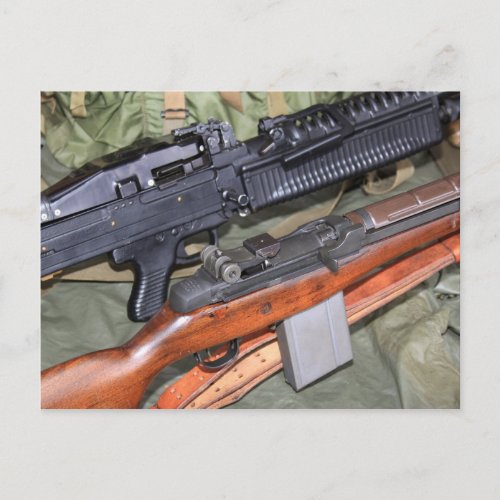 M60 MG  M14 Rifle Side By Side Postcard
