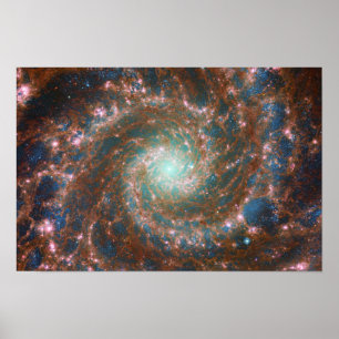 M74 Spiral Galaxy   NGC 628   Hubble & JWST Poster
